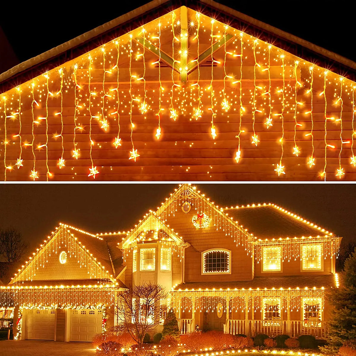 Star Garland Christmas Lights Outdoor 2026 Led Icicle Curtain Garlands 20m EU/US Plug Waterproof IP44 New Year House Decors