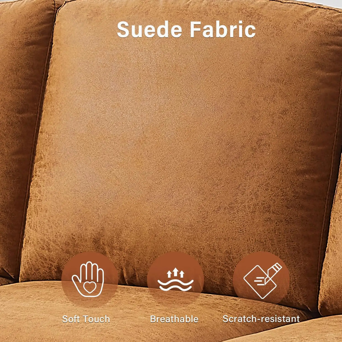 Faux Leather Couch for Living Room, Mid Century Modern Leather Sofa with Rolled Arm, Classic 3 Seat Brown Couches with Nailheads Trim, Big Comfy Couch with Deep Seat