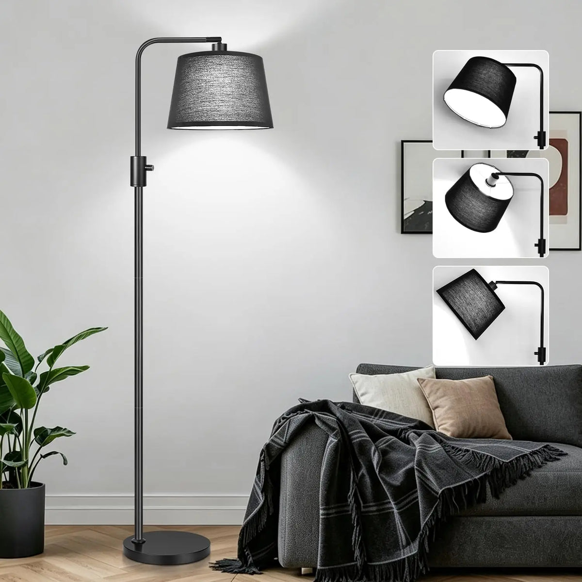 Upgraded Dimmable Floor Lamp, 1000 Lumens LED Bulb Included, Arc Floor Lamps for Living Room Modern Standing Lamp with Linen Shade