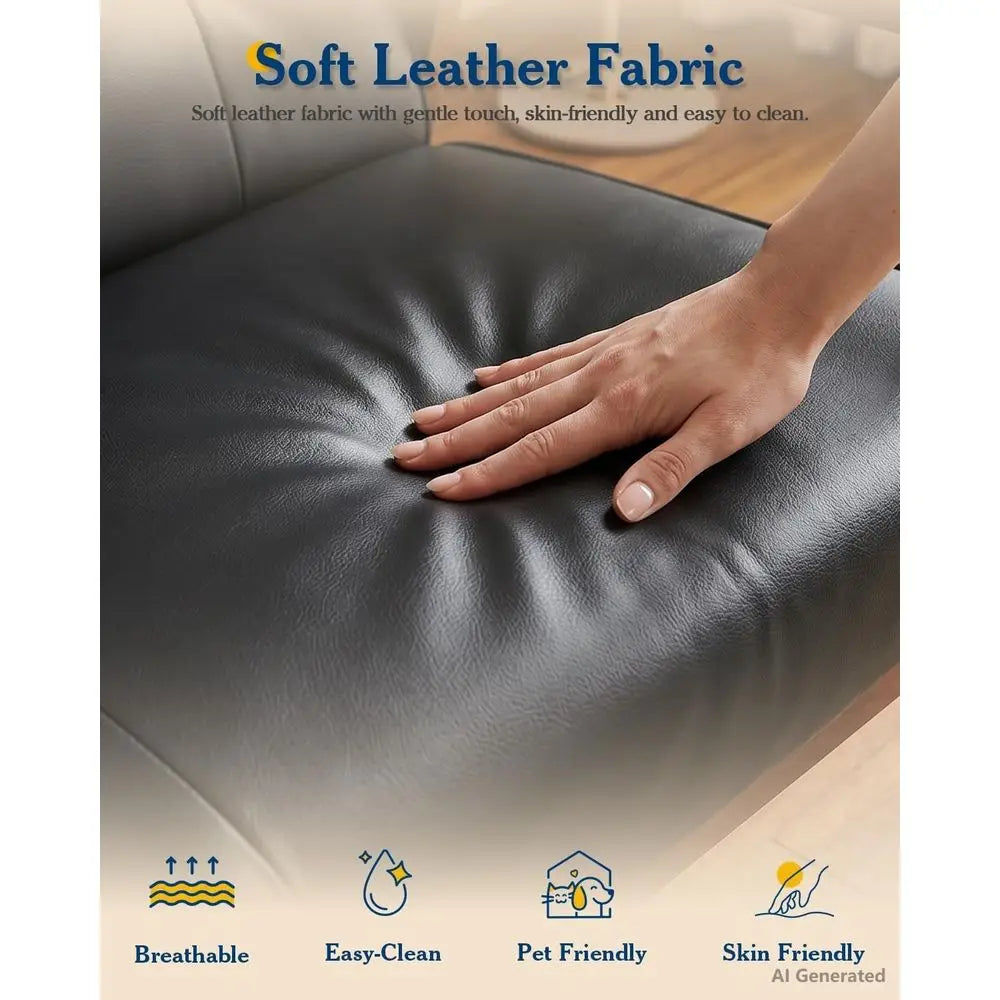 Leather Sofa Couch Set 2 Accent Chairs & 1Loveseat Black faux Leather Loveseat Office Couch or Small Space Waiting Room