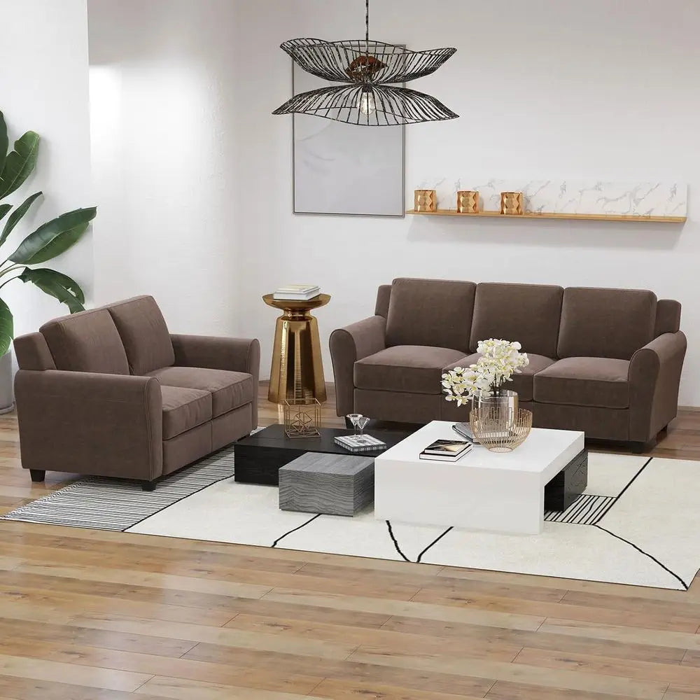 58" Brown Loveseat Sofa Couch or Living Room, 2 Seater Love Seat or Small Spaces, Couches with Thick Cushion