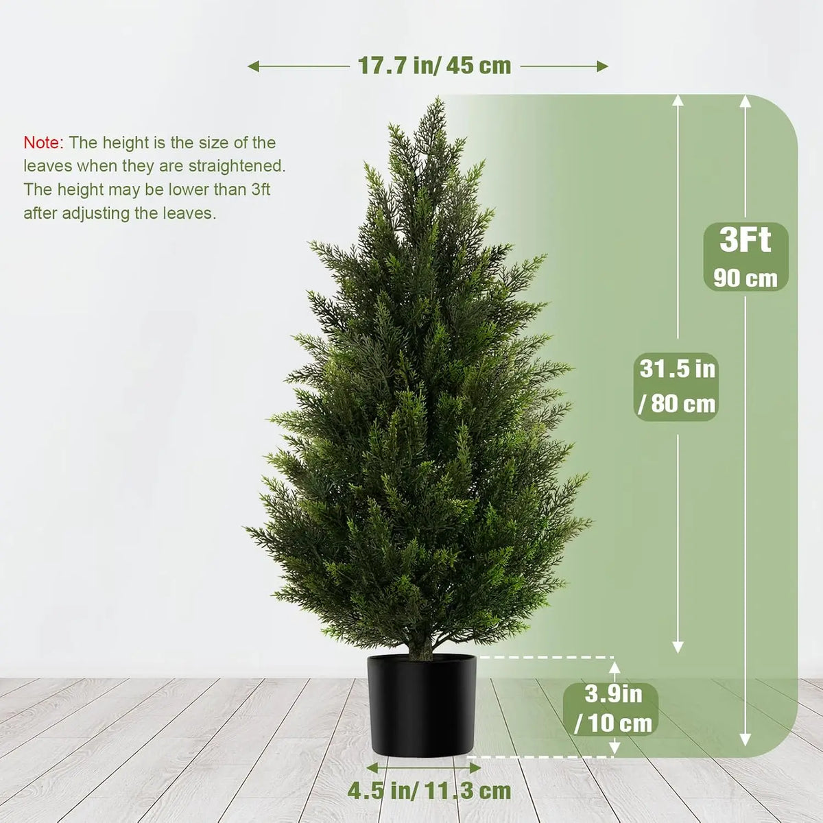 Faux Outdoor Plants Set of 2 with Realistic PE Foliage, UV Resistant Artificial Cedar Trees for Front Porch Patio Entryway Decor