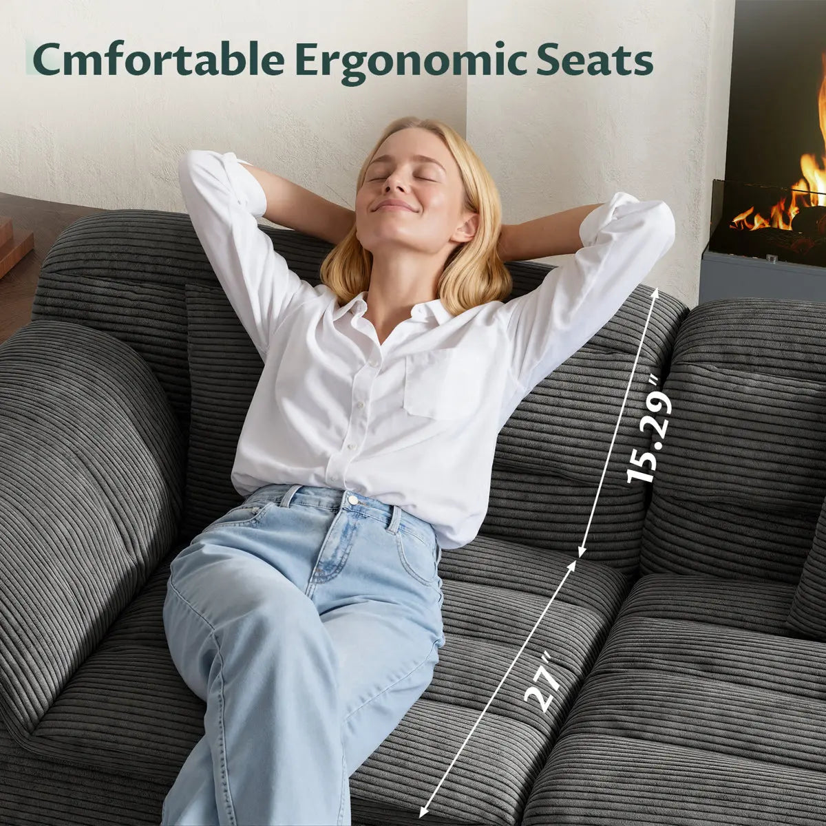 81" L-Shaped Sofa with Ottoman, Boneless Cloud Couch for Living Room, Apartment, No Assembly Required