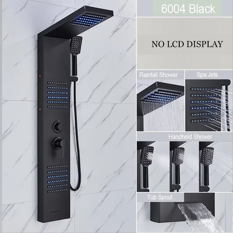 Bathroom Shower Panel LED Light Bathroom Faucet Hot & Cold Rainfall Mixer Tap Modern Bathroom Faucet Shower Column For Bath