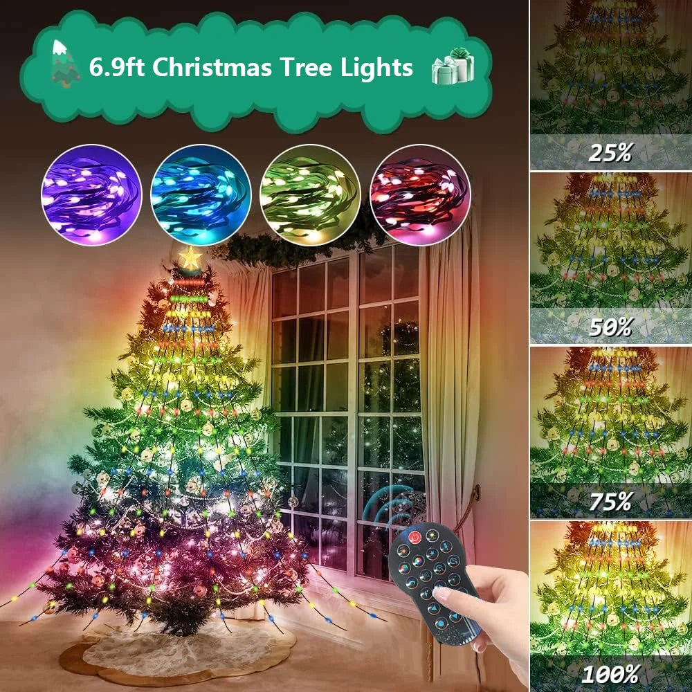 USB 2.1M 400LEDs Christmas Lights Holiday String Lights with Star Shape, Smart LED Xmas Tree for Indoor Outdoor Decor