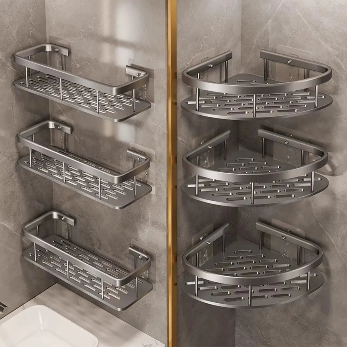 Bathroom Storage Rack, Bathroom Shelves, No-Drill Wall Mount Corner Shelf, Shower Storage Rack Holder