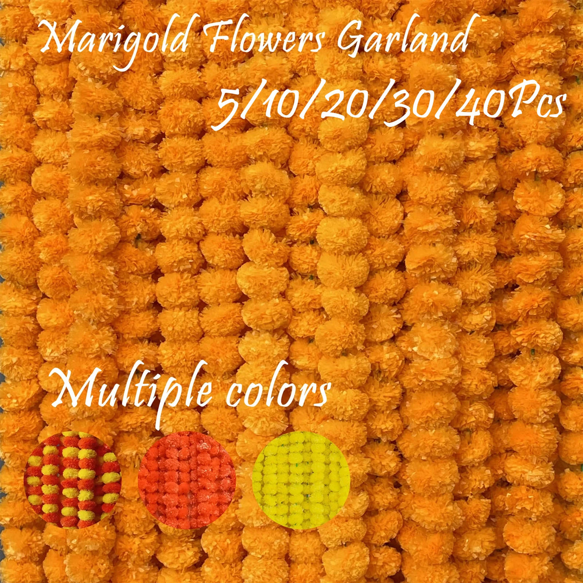 5-40Pcs Marigold Flower Garland For Decoration Artificial Flowers 5 Feet