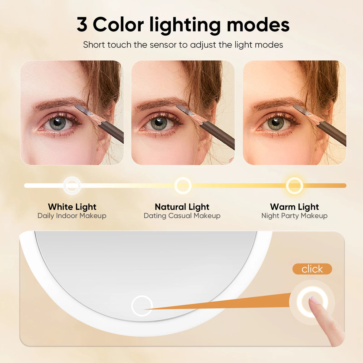 30x Magnifying Vanity Mirror With Lights Touch Screen LED Lighting Dressing Makeup Lamp With 360° Adjustable Stand & Suction Cup