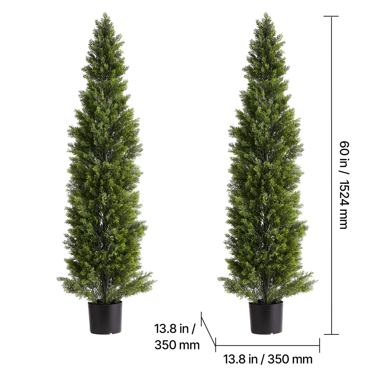 Artificial Cedar Topiary Tree, 48 inch Tall (2 Pieces), with Extra Leaves & Pot Faux Evergreen Fake Pine Cypress Trees