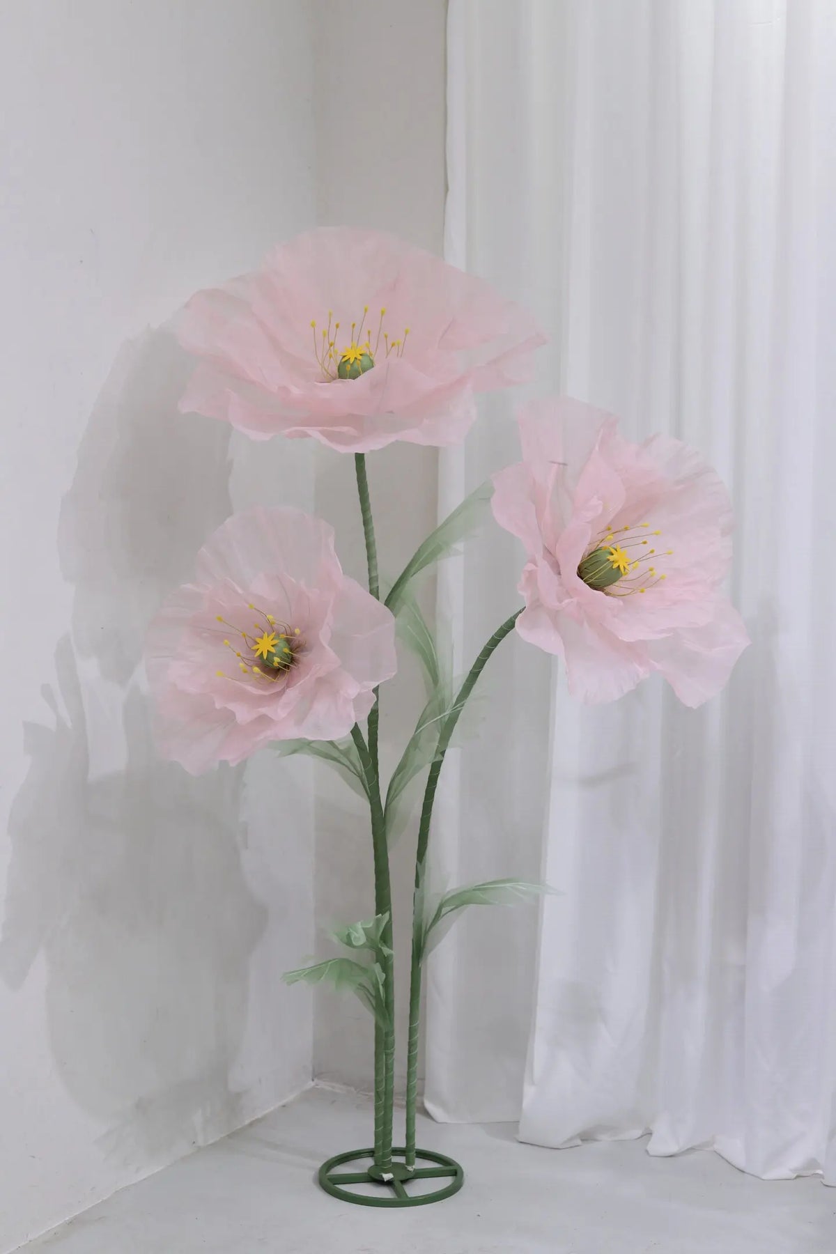 Waterproof Giant Silk Decorative Poppy Big Artificial Flowers Wedding Road Lead Flower Backdrop Decoration With Stand Home Decor