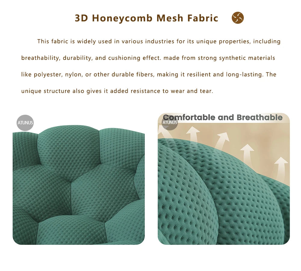 79 inches Orange Bubble Sofa  Modern 3D Honeycomb Fabric Curved Couch, 2 Seater Lazy Sofa for Living Room Bedroom Apartment