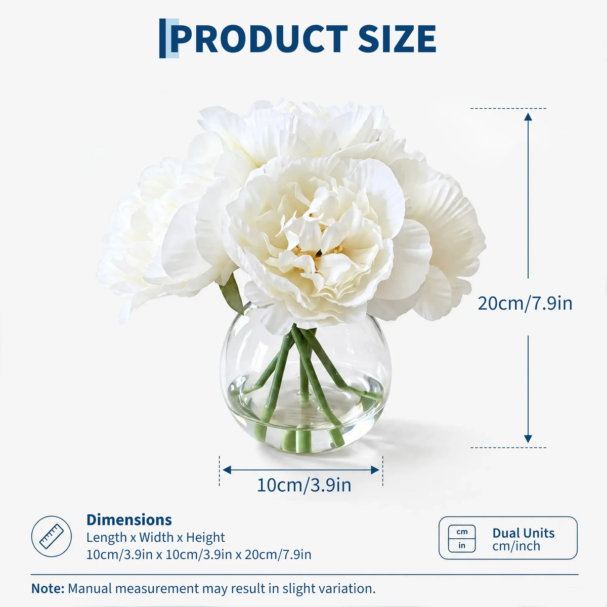 Realistic Artificial Peony Bouquet In Clear Glass Vase Faux Flowers For Home Decor Wedding Centerpieces And Table Decoration