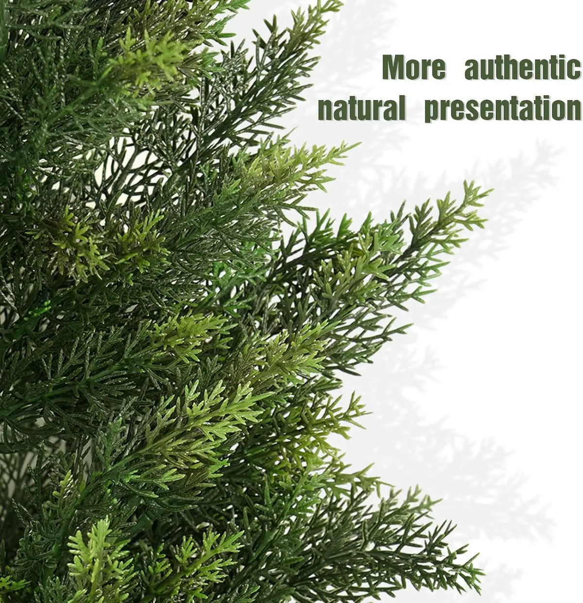 Faux Outdoor Plants Set of 2 with Realistic PE Foliage, UV Resistant Artificial Cedar Trees for Front Porch Patio Entryway Decor