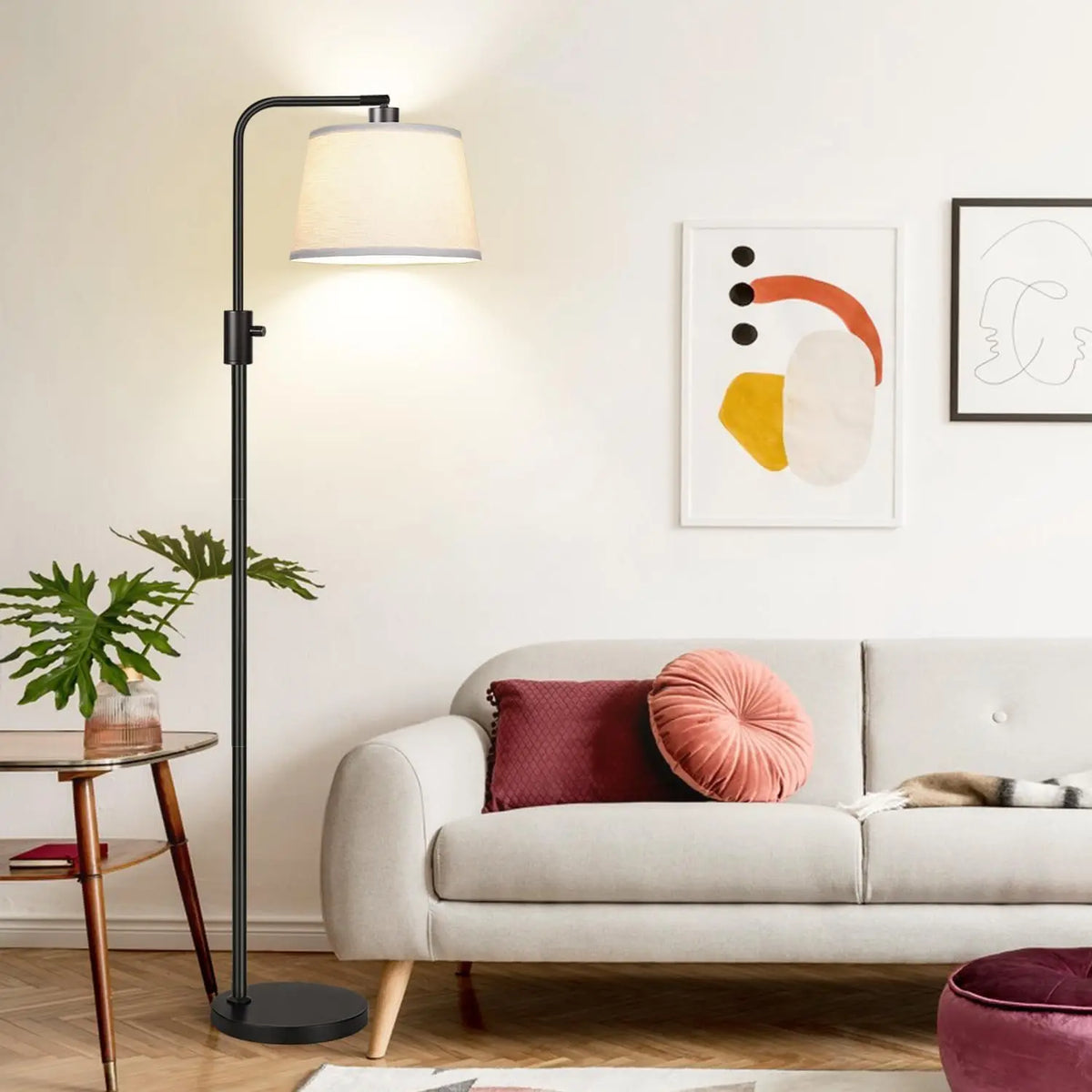 Upgraded Dimmable Floor Lamp, 1000 Lumens LED Bulb Included, Arc Floor Lamps for Living Room Modern Standing Lamp with Linen Shade