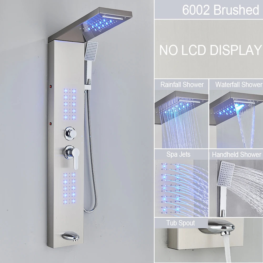 Bathroom Shower Panel LED Light Bathroom Faucet Hot & Cold Rainfall Mixer Tap Modern Bathroom Faucet Shower Column For Bath