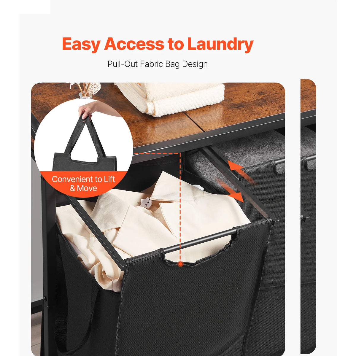 Laundry Sorter Large Laundry Hamper with Metal Frame Freestanding Storage Organizer Baskets for Dirty Clothes, Bathroom
