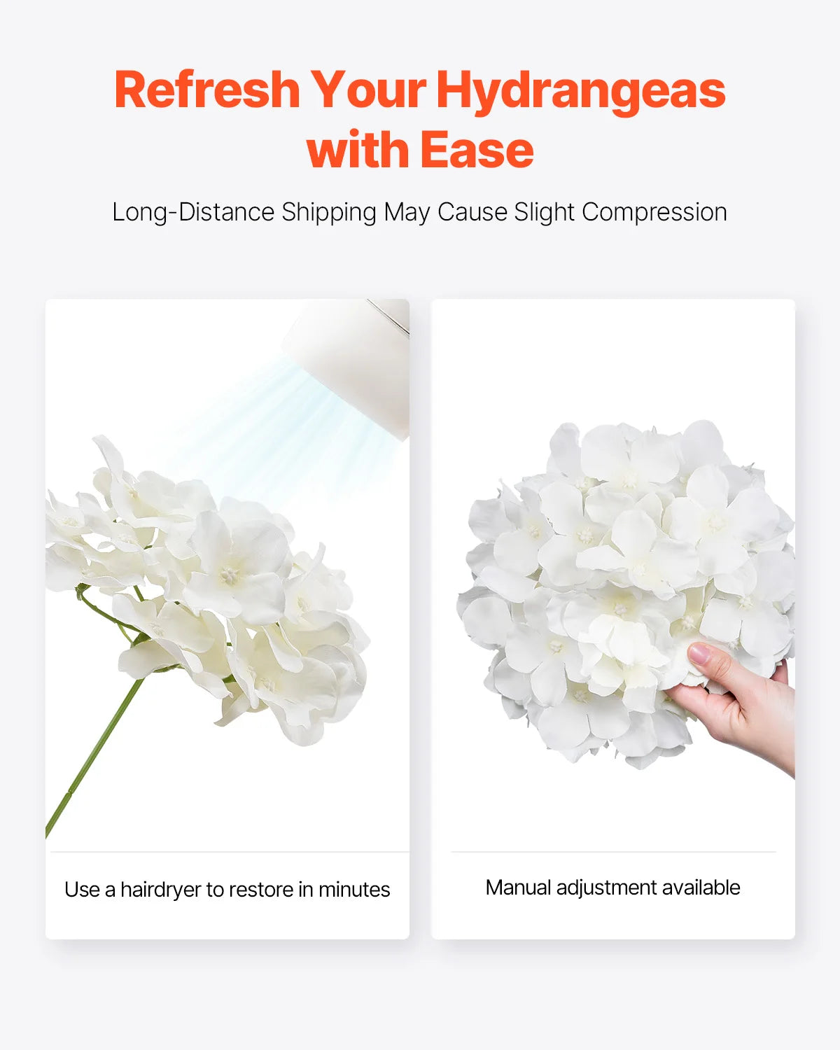 Artificial Flowers Real Looking White Silk Fake Hydrangea Bulk Faux Bridal Shower with Stem for DIY Wedding Bouquets
