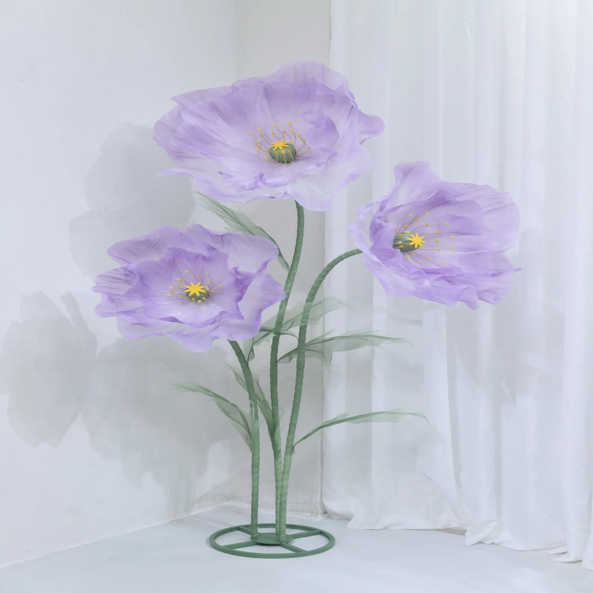 Waterproof Giant Silk Decorative Poppy Big Artificial Flowers Wedding Road Lead Flower Backdrop Decoration With Stand Home Decor