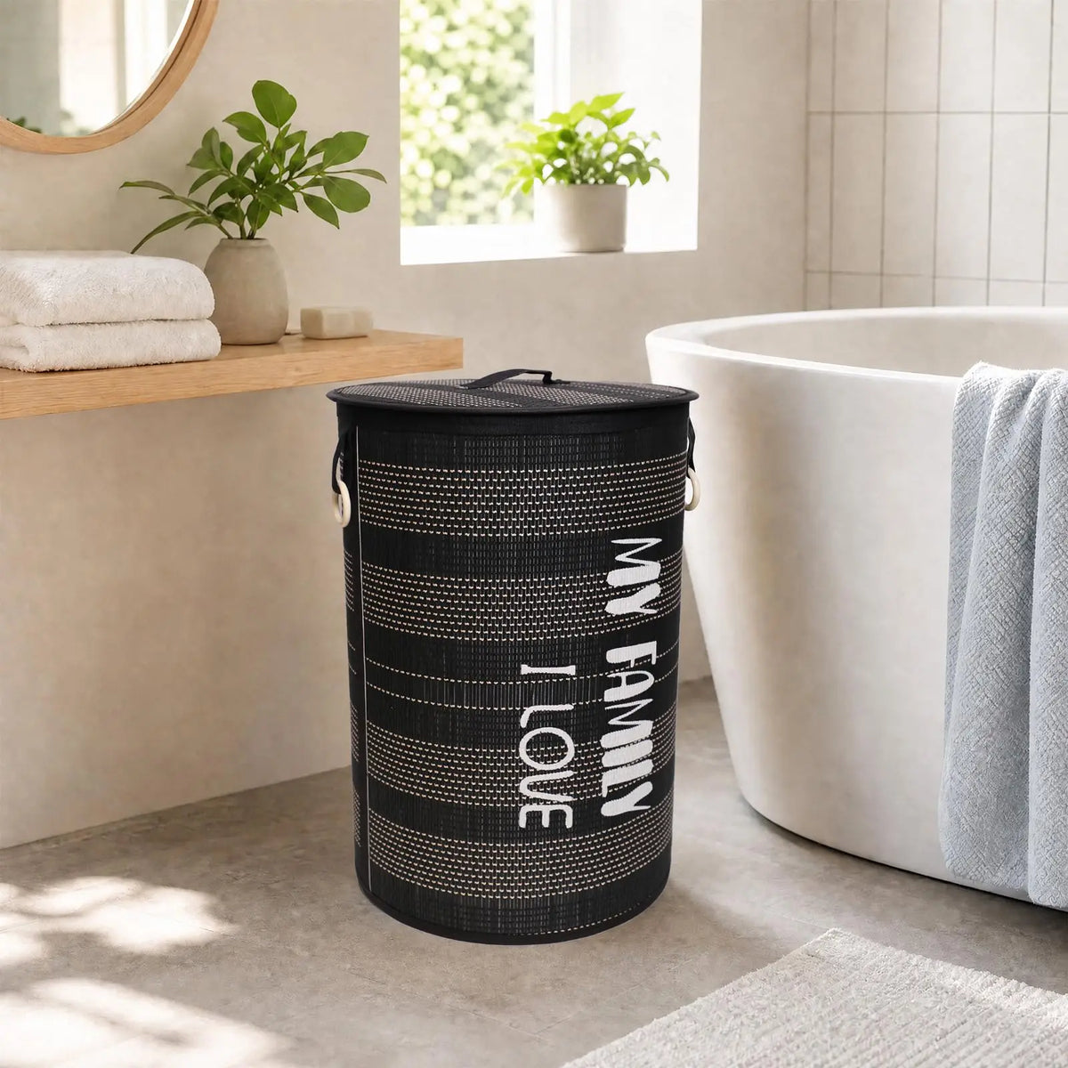 Laundry Hamper With Lid 22 Gallon 100L Foldable Laundry Basket Reinforced Handles Unique Modern Design Fabric Edging For Bedroom Bathroom Laundry Room