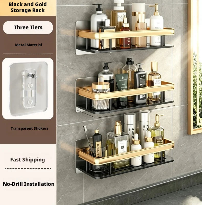 Bathroom Storage Rack, Bathroom Shelves, No-Drill Wall Mount Corner Shelf, Shower Storage Rack Holder