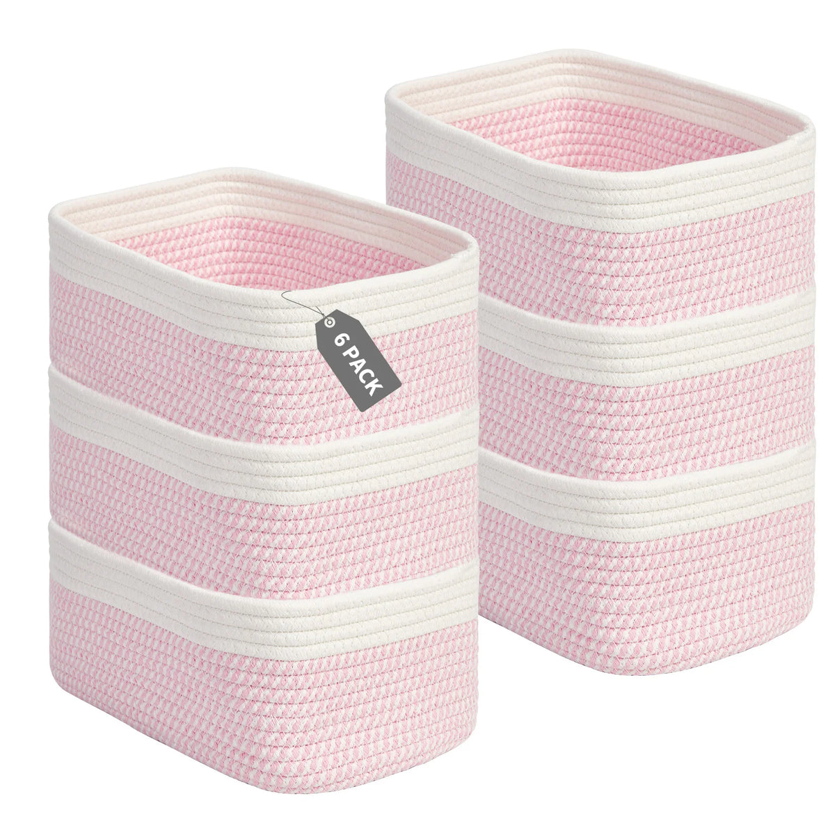 3/6 Pack Cotton Rope Woven Storage Baskets, Rectangular Shelf Organizer Bins For Closet Bathroom Nursery Toys Makeup, 11.8 X 7.5 in