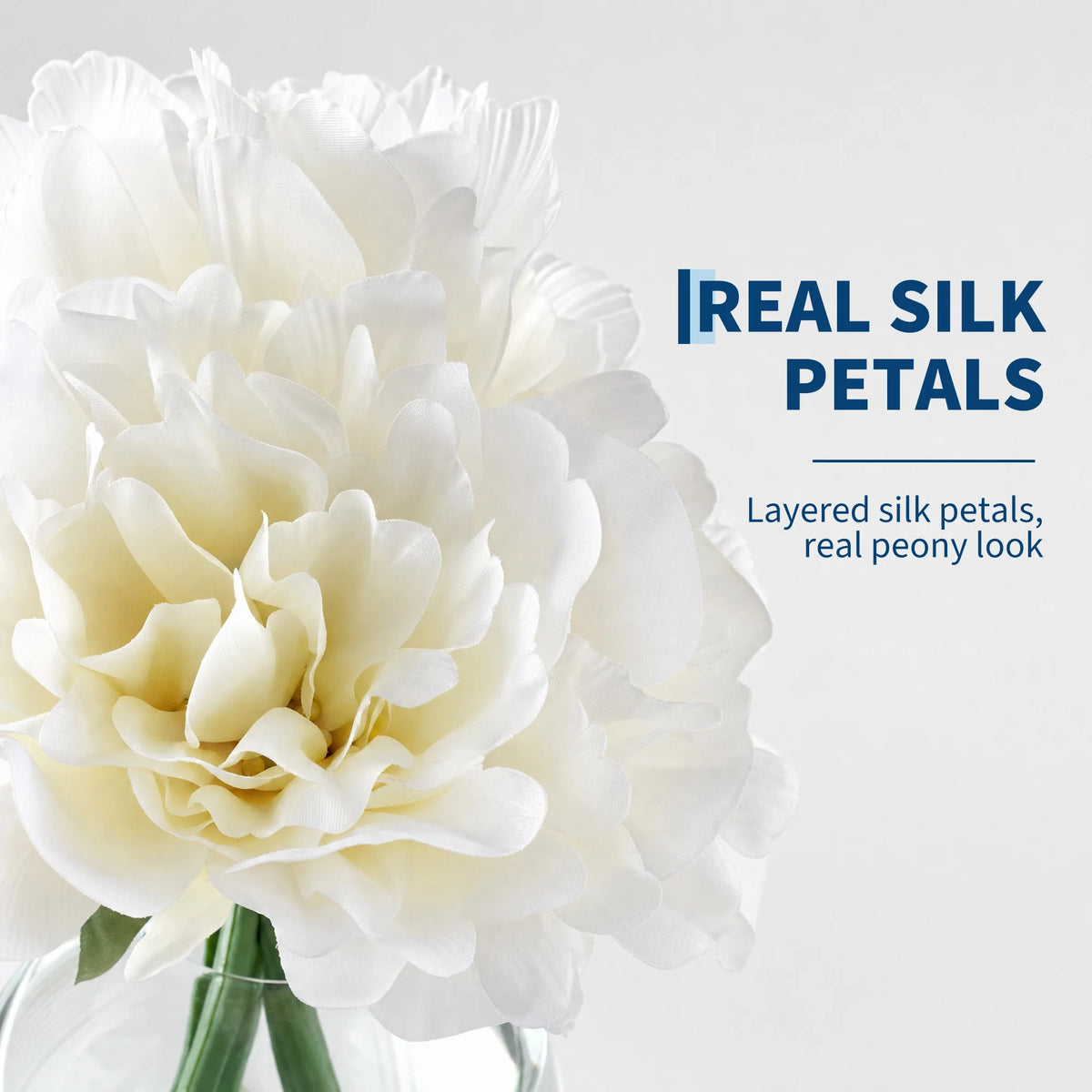 Realistic Artificial Peony Bouquet In Clear Glass Vase Faux Flowers For Home Decor Wedding Centerpieces And Table Decoration
