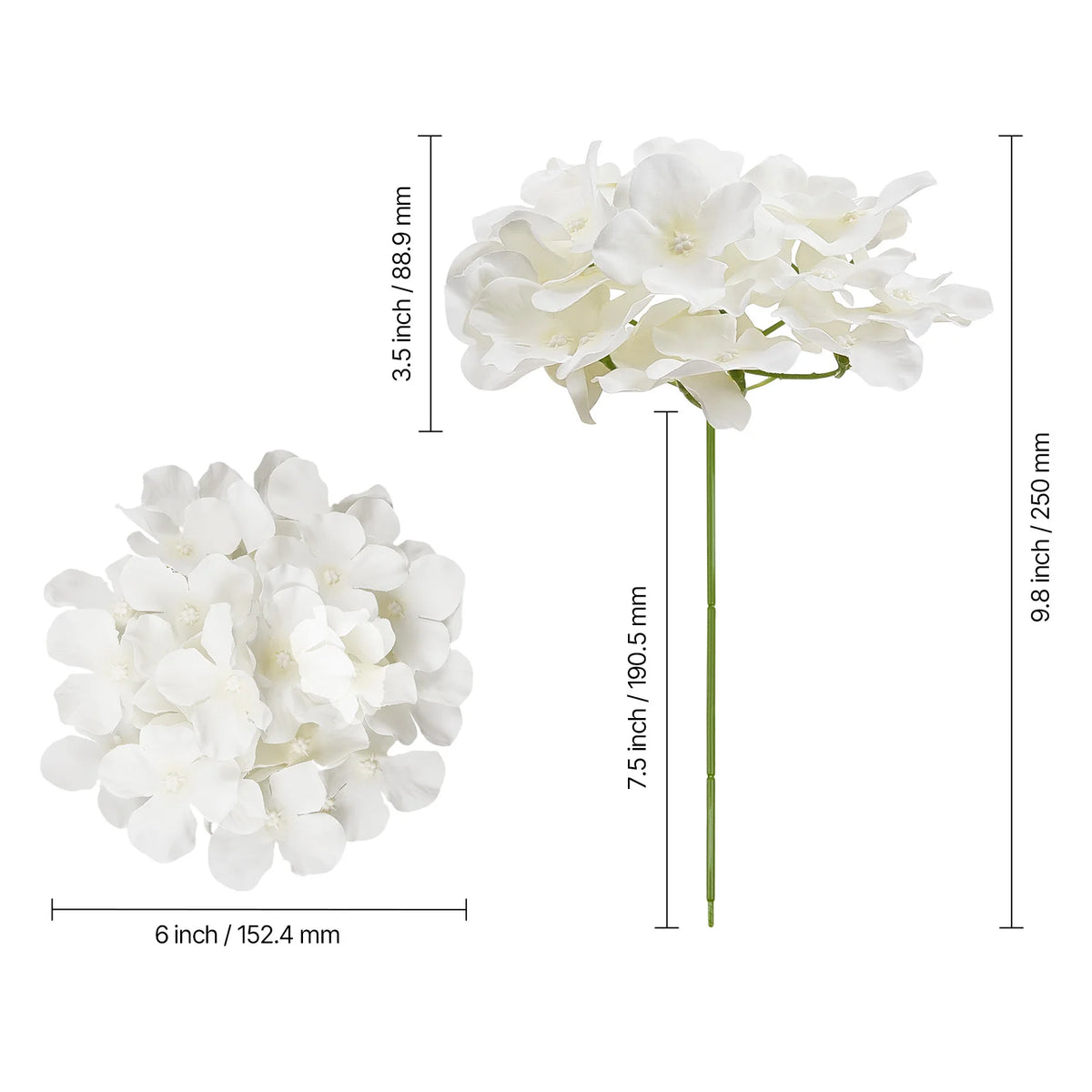 Artificial Flowers Real Looking White Silk Fake Hydrangea Bulk Faux Bridal Shower with Stem for DIY Wedding Bouquets