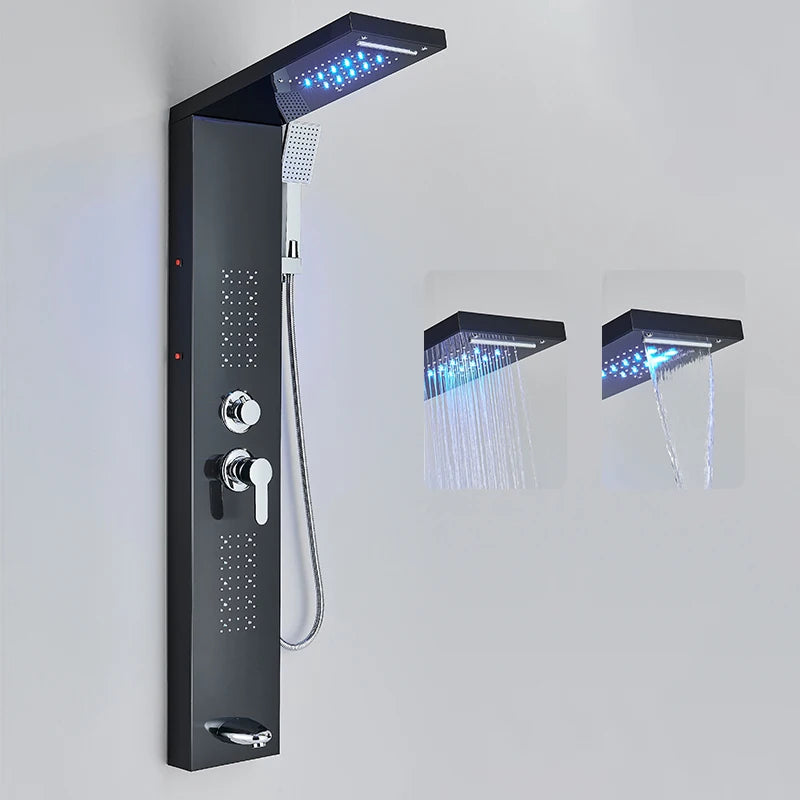 Bathroom Shower Panel LED Light Bathroom Faucet Hot & Cold Rainfall Mixer Tap Modern Bathroom Faucet Shower Column For Bath