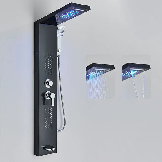 Bathroom Shower Panel LED Light Bathroom Faucet Hot & Cold Rainfall Mixer Tap Modern Bathroom Faucet Shower Column For Bath