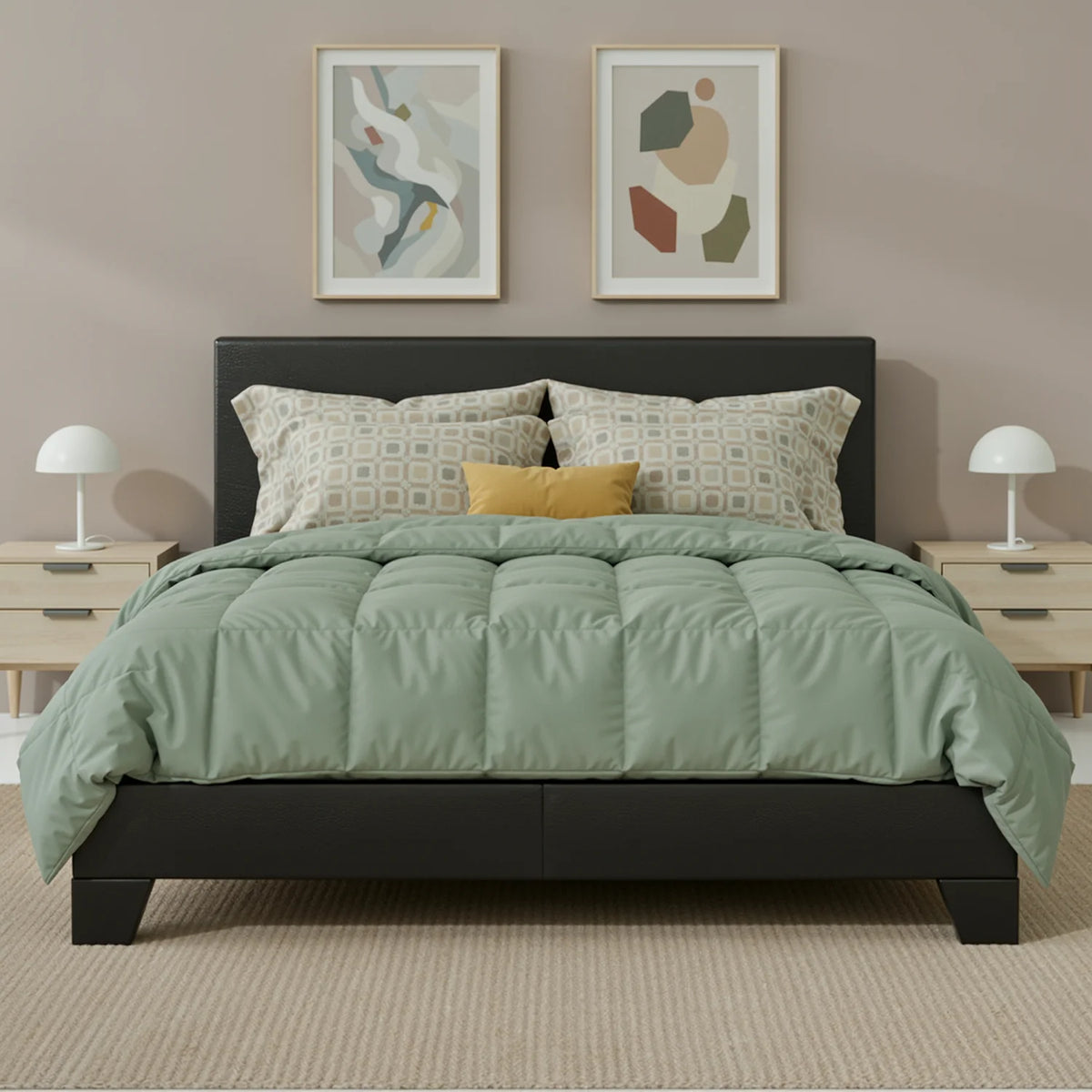 Full/Queen/King Upholstered Bed Frame with Adjustable Linen Headboard, Sturdy Wood Slats & Quiet Support