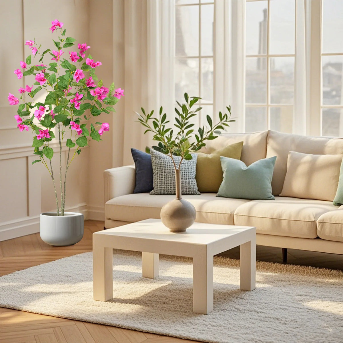 120cm  Artificial Tree With Real Touch Leaves, Green Plant Bougainvillea Tree For Photography Studio Atmosphere Decoration Artificial Landscape