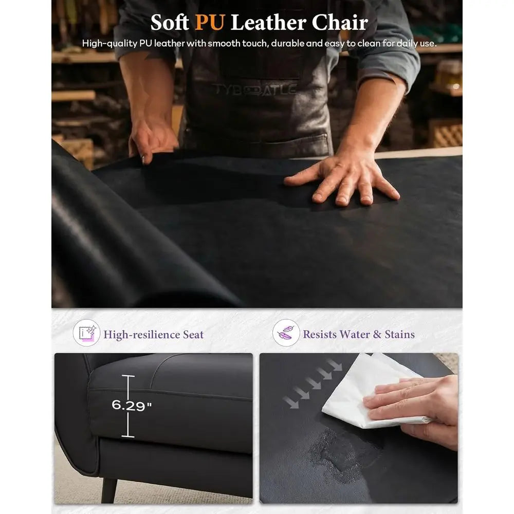 Sofa Couch 61" Small Loveseat Couches or Living Room, Black aux Leather Couch Century ern Tufted Mini Sofa