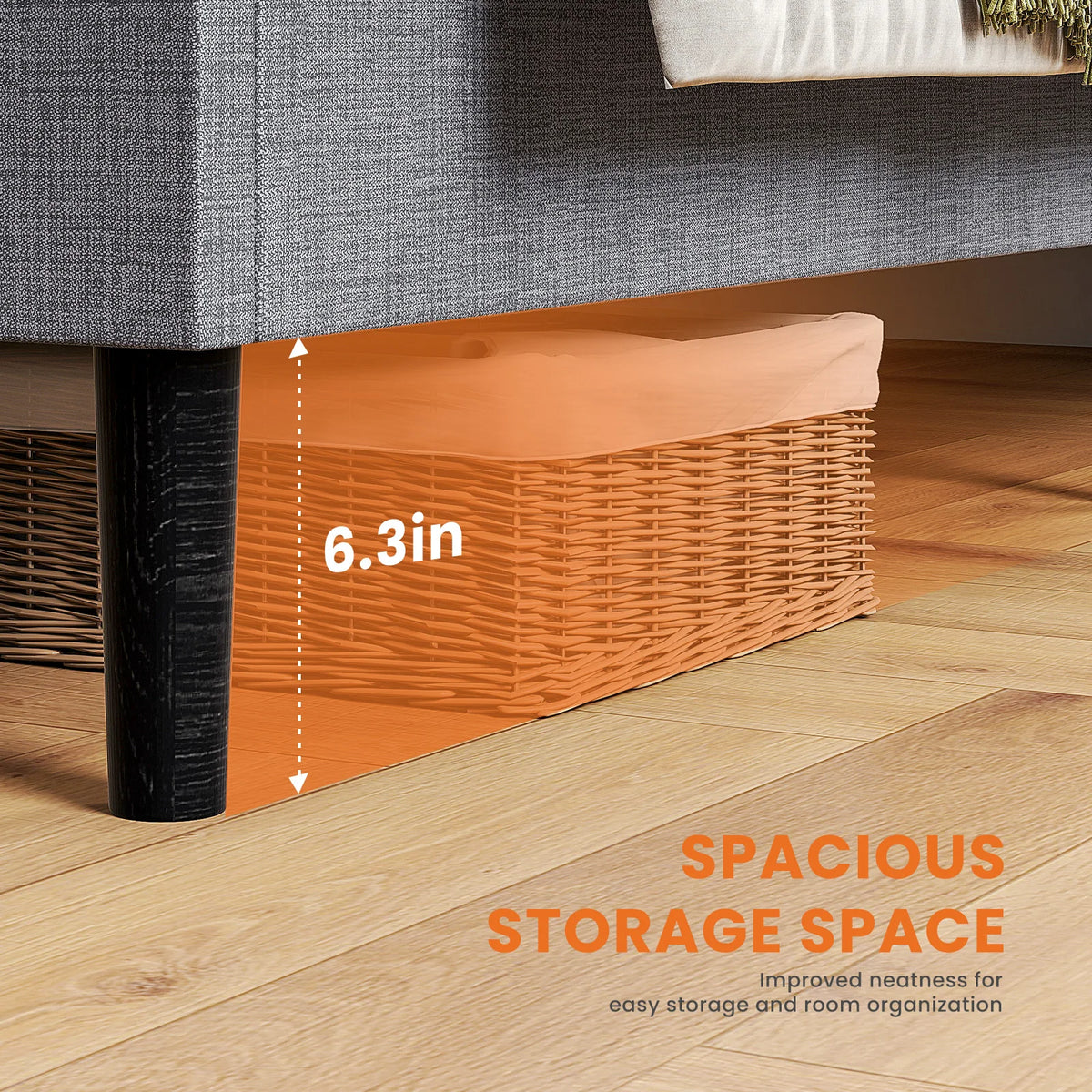 Basic Fabric Upholstered Bed Frame Platform Bed with Headboard 530LBS Sturdy Wooden Slats Support Easy Assembly Noise Free