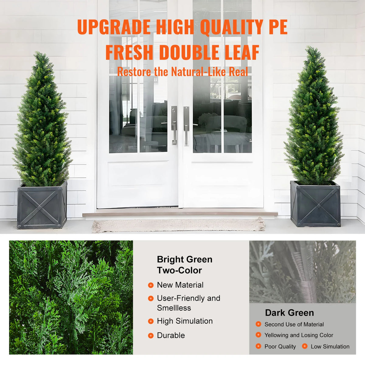 Artificial Cedar Topiary Tree, 48 inch Tall (2 Pieces), with Extra Leaves & Pot Faux Evergreen Fake Pine Cypress Trees