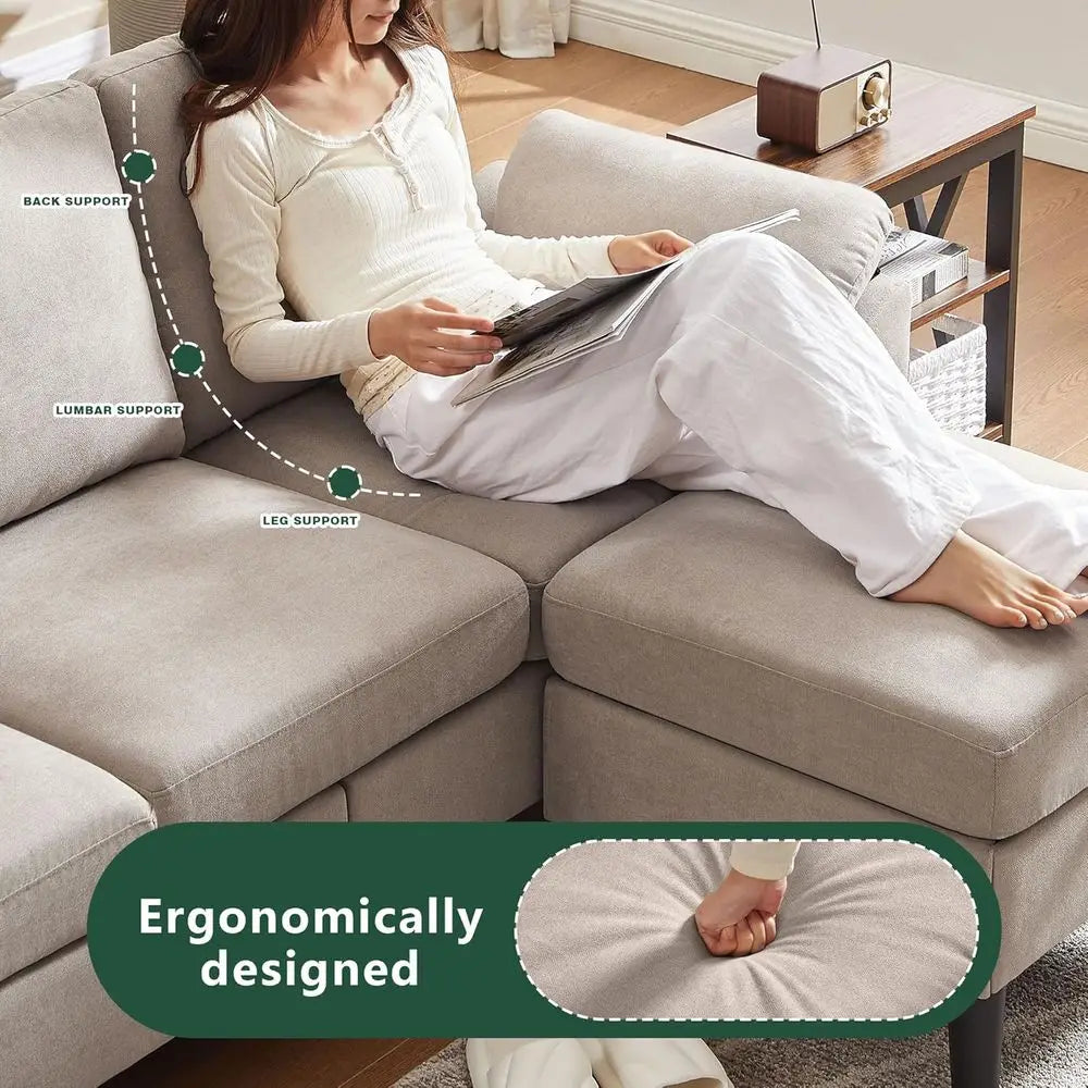 80" Convertible Sectional Sofa, Small L Shaped 3 Seat Couch with Reversible Storage Chaise, Polyester Fabric Sofa Couches