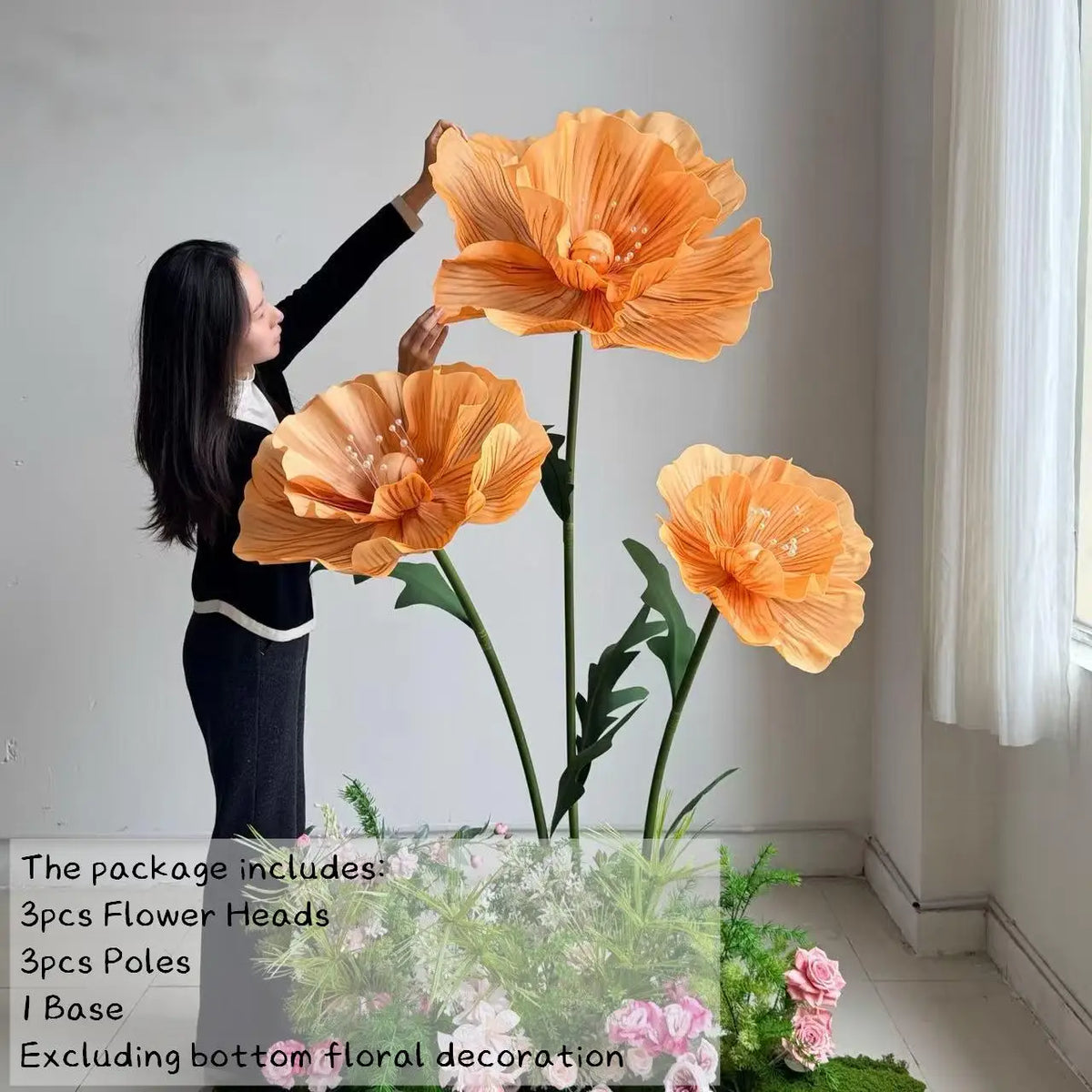 170cm EVA Large Artificial Flowers Road Lead Flower Window Display Wedding Decor Props Party Home Decoration With Stand