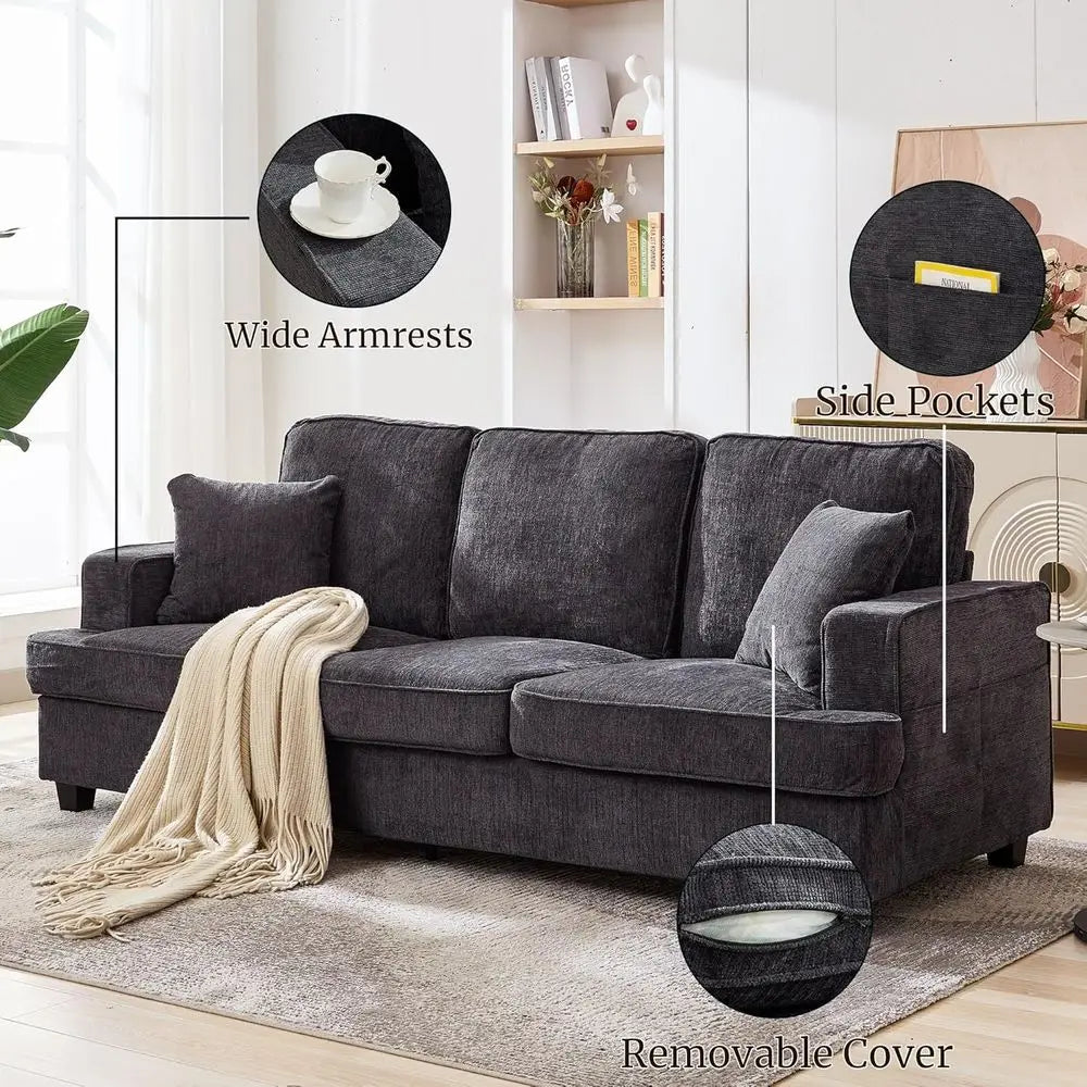 Couches or Living Room, 89 inch Cloud Couch Sofa in Chenille with Extra Comfy Sot Deep Seats, 3 Seater Sofas