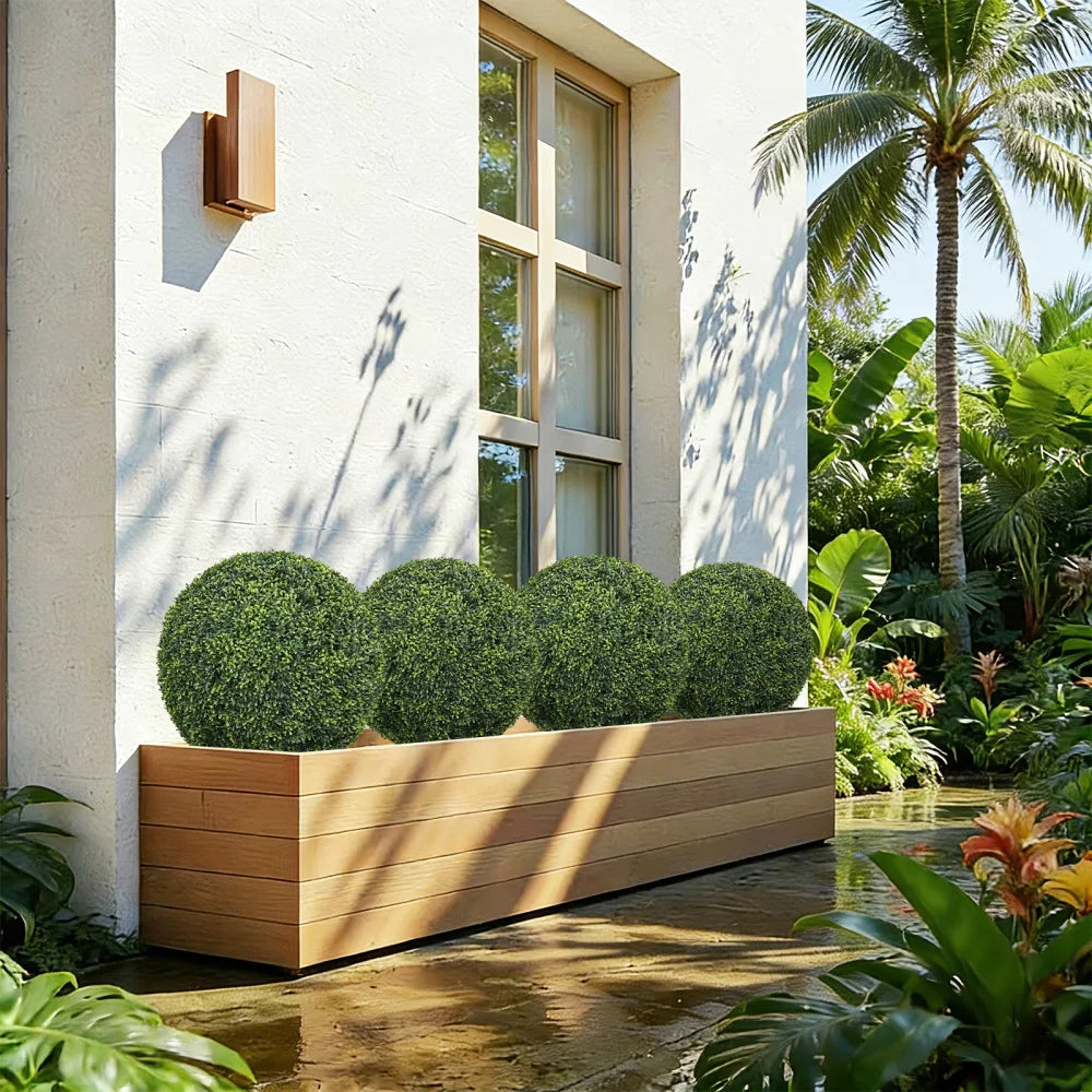 Topiary Balls Artificial Outdoor Faux Boxwood Plants Large Green Decorative Spheres for Garden Front Porch Patio Planter Decoration, 2pcs/set