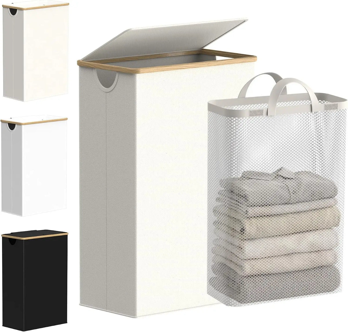 Laundry Basket with Lid, 100L Yellow