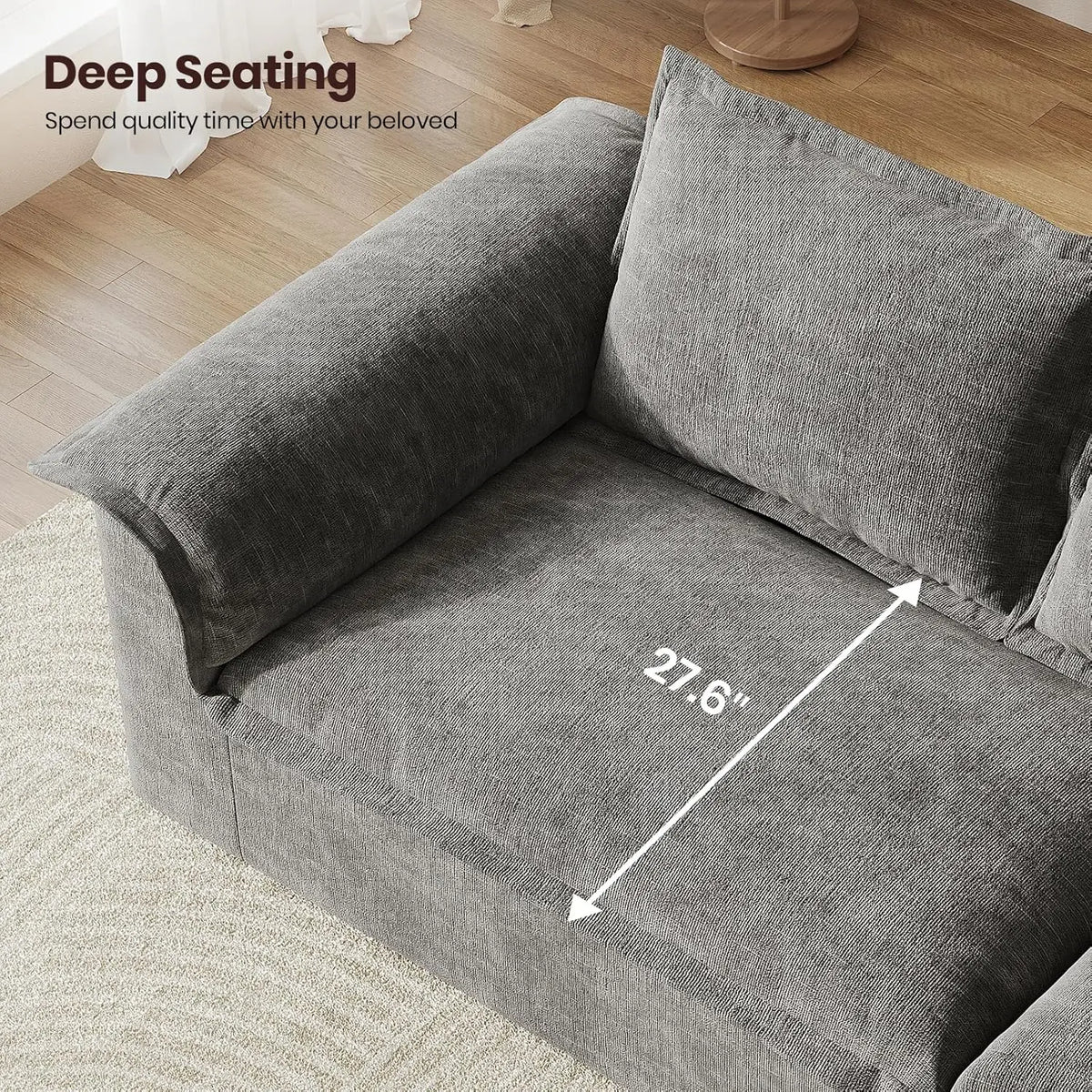110" Oversized Boneless Sofa Extra Deep Seat, Corduroy Upholstered Floor Couch for Apartment, Living Room, No Assembly Required