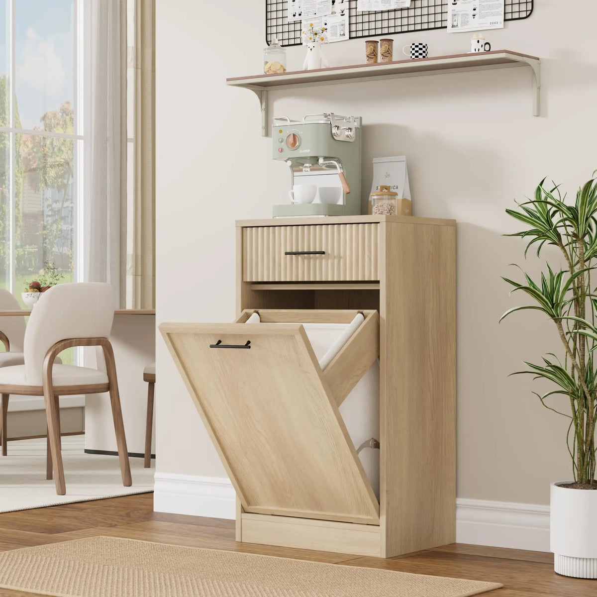 Tilt Out Laundry Hamper Cabinet With Drawer And Baskets Wooden Laundry Basket For Bathroom Laundry Room Bedroom