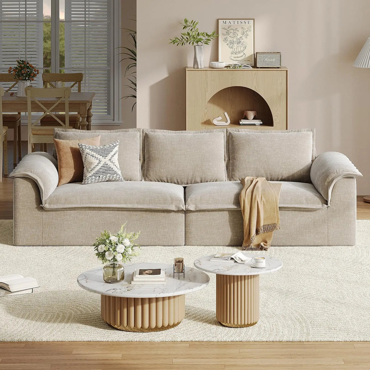 110" Oversized Boneless Sofa Extra Deep Seat, Corduroy Upholstered Floor Couch for Apartment, Living Room, No Assembly Required