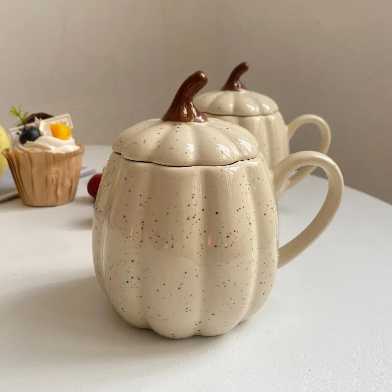 Nordic minimalist ceramic water cup with lids,coffee cup,pumpkin shaped household mugs milk cups,Halloween and Thanksgiving gift