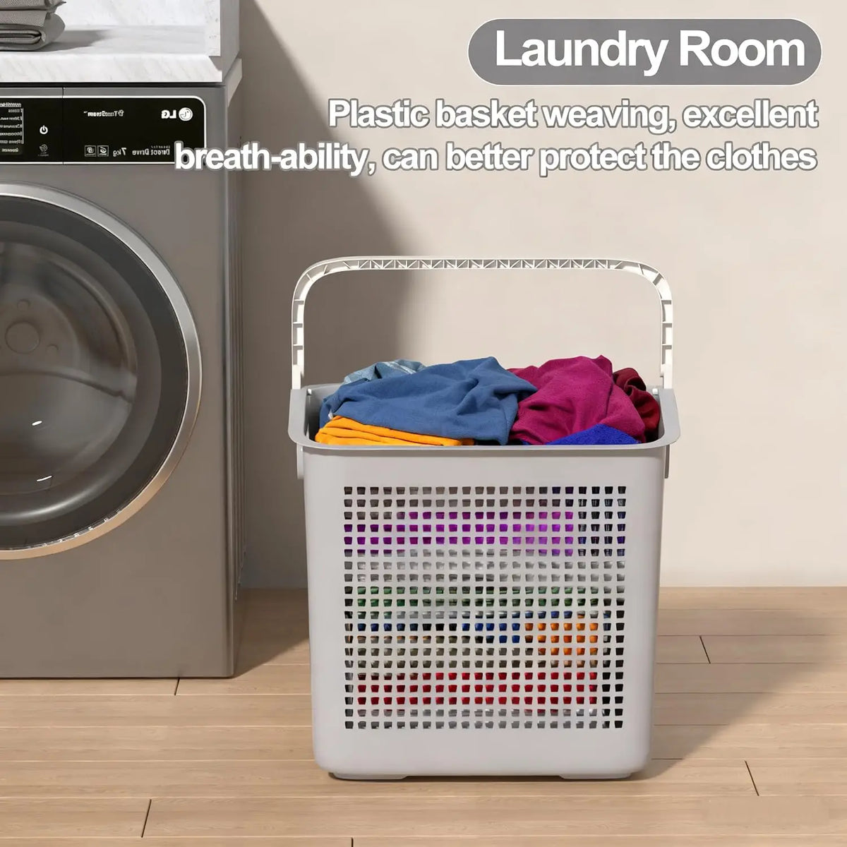 40L Plastic Laundry Hamper, 4-Pack Laundry Basket with Handle