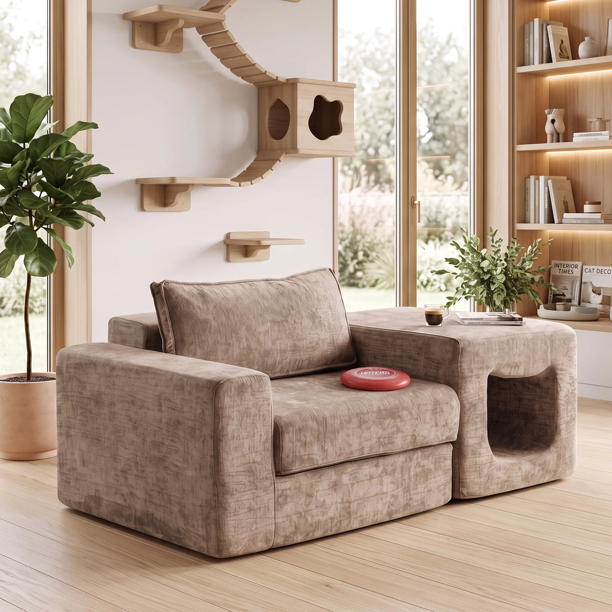 US Local Stock Compressed Modular Chenille Sofa Built‑in Pet Cave No Assembly Pet‑Friendly Couch For Living Room Apartment Small Space