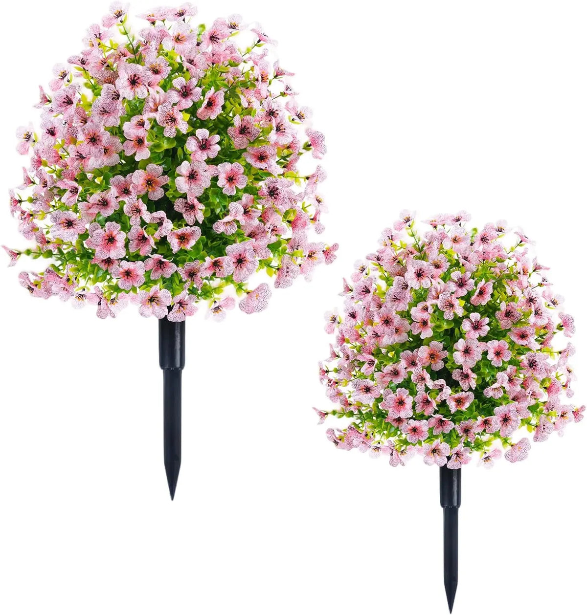 Artificial Flowers with Ground Stakes for Outdoors 2pcs UV Resistant Faux Topiary Ball Plants for Garden Porch Patio Yard Decor Planters And Landscaping