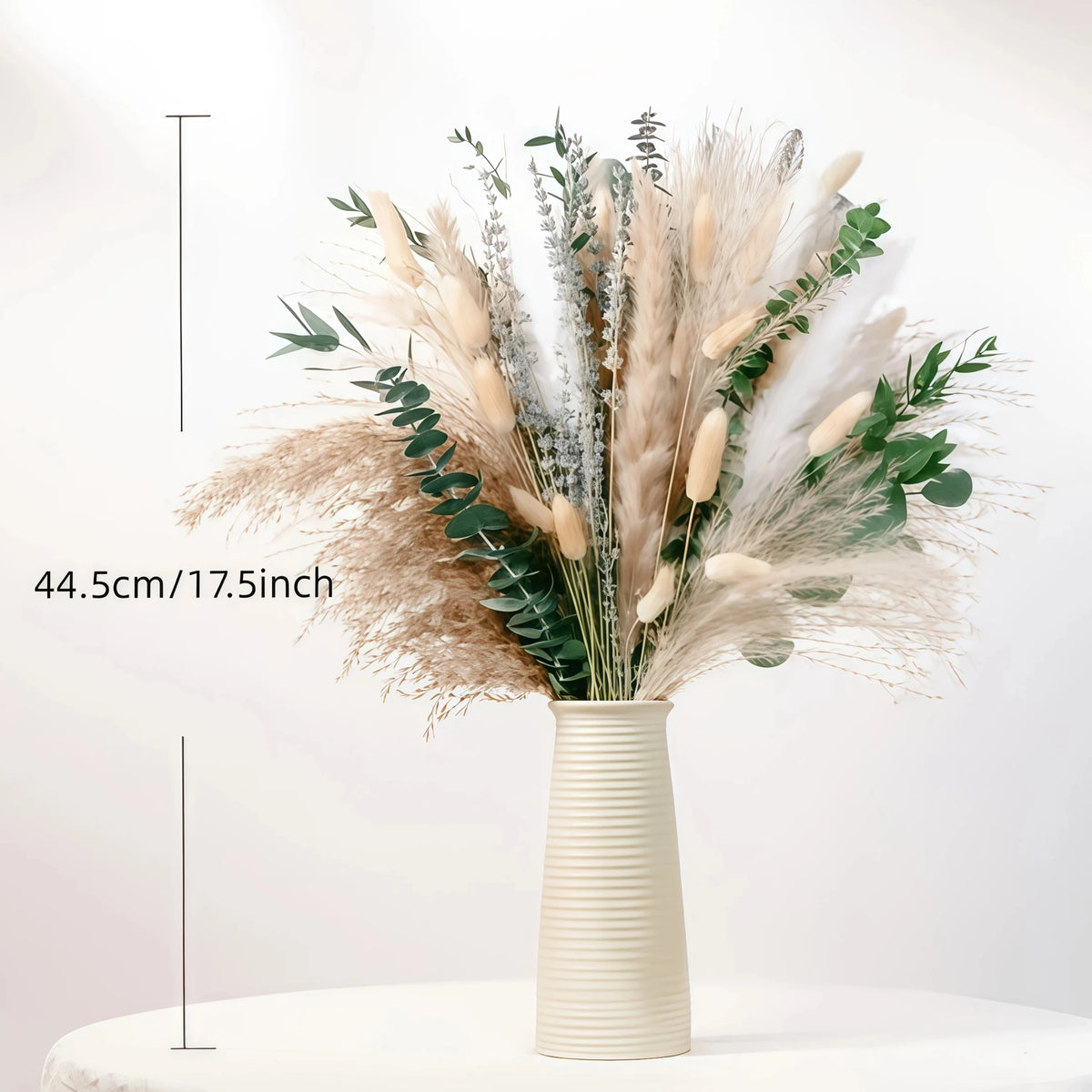 92PCS Pampas Grass Bouquet 17.5in Mixed Dried Flowers Natural Broomcorn Bunny Tails Eucalyptus Craspedia Reed Grass Baby's Breath Boho Wedding Home Decor Farmhouse Table Centerpiece Vase Filler Rustic Fall Vase Not Included